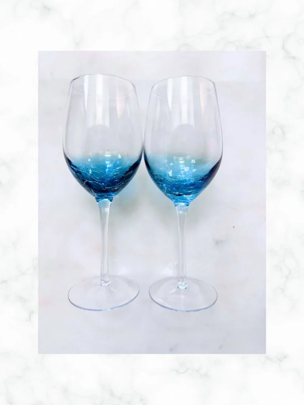 NWOT | PIER 1 Imports Teal Crackle Wine Glass Set of 2 | Discontinued